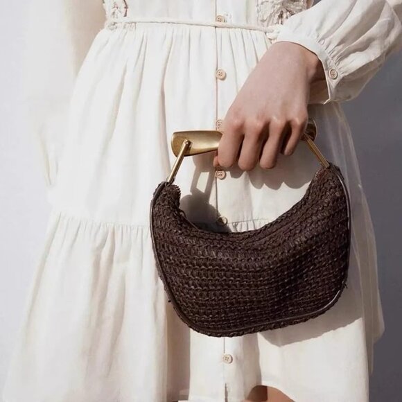 Straw Crossbody Bag Women Mini Woven Purse Shoulder Satchel Zipper - Picture 2 of 9